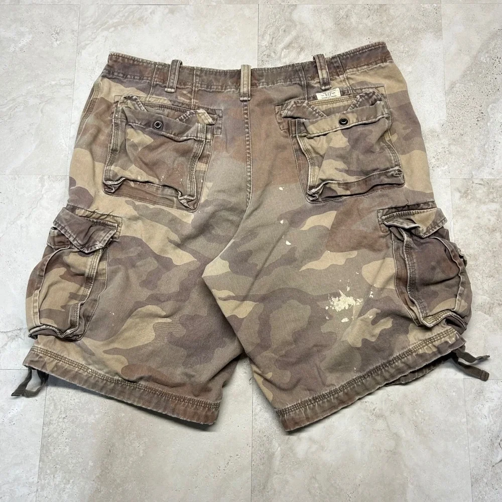 Vintage Y2K Gap Mens 38 Faded Military Surplus Camouflage Cargo Shorts Cotton